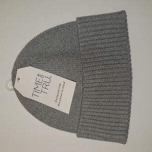 Women's Time And Tru Coordinate Beanies ONE SIZE Grey Heather Knit Pull On